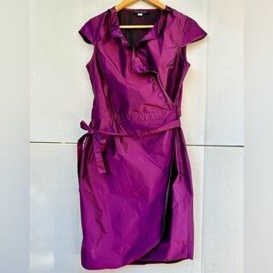 FRANCO Mirabelli fuchsia pink purple wrap ruffles dress